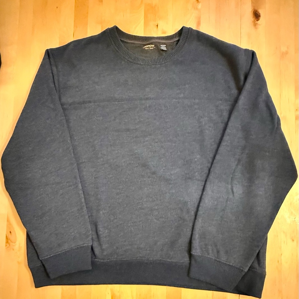 NWOT Men's XXL ARROW Sueded Fleece Crew Sweatshirt in MIDNIGHT HEATHER DarkBlue